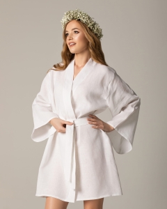 Kimono lniane Bride białe