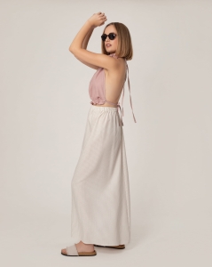 Lniana spódnica maxi Coachella w paski