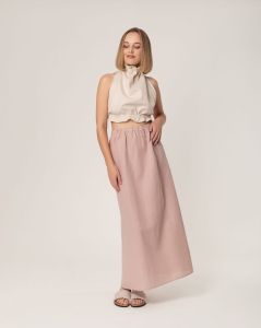 Lniana spódnica maxi Coachella różowa