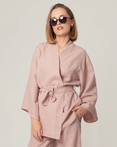 Kimono lniane Tokyo Short różowe