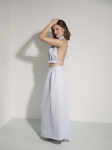 Zestaw lniany top + spódnica niebieski